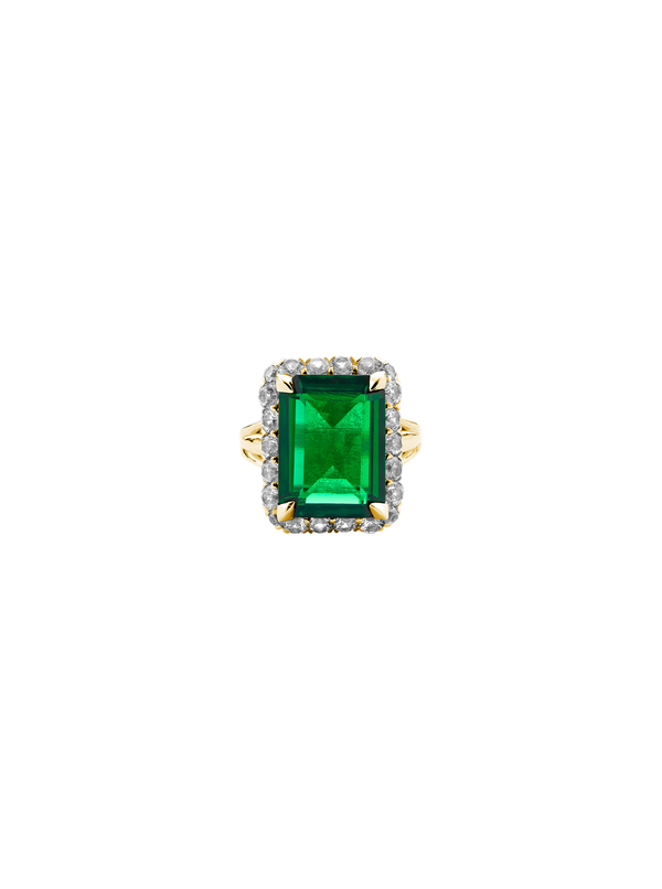 HASTINGS, LAB-GROWN EMERALD RING, GOLD