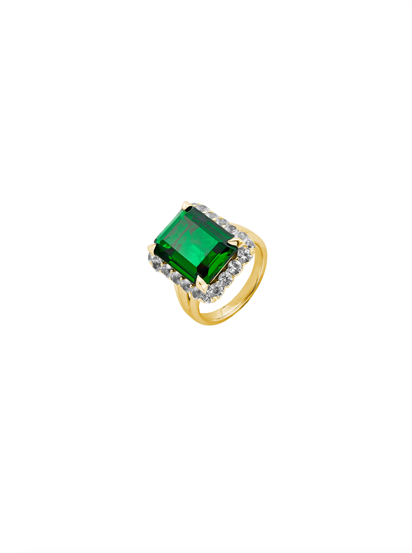 HASTINGS, LAB-GROWN EMERALD RING, GOLD