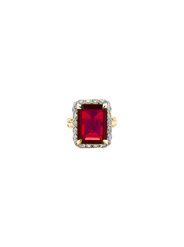 HASTINGS, LAB-GROWN RED SAPPHIRE RING, GOLD