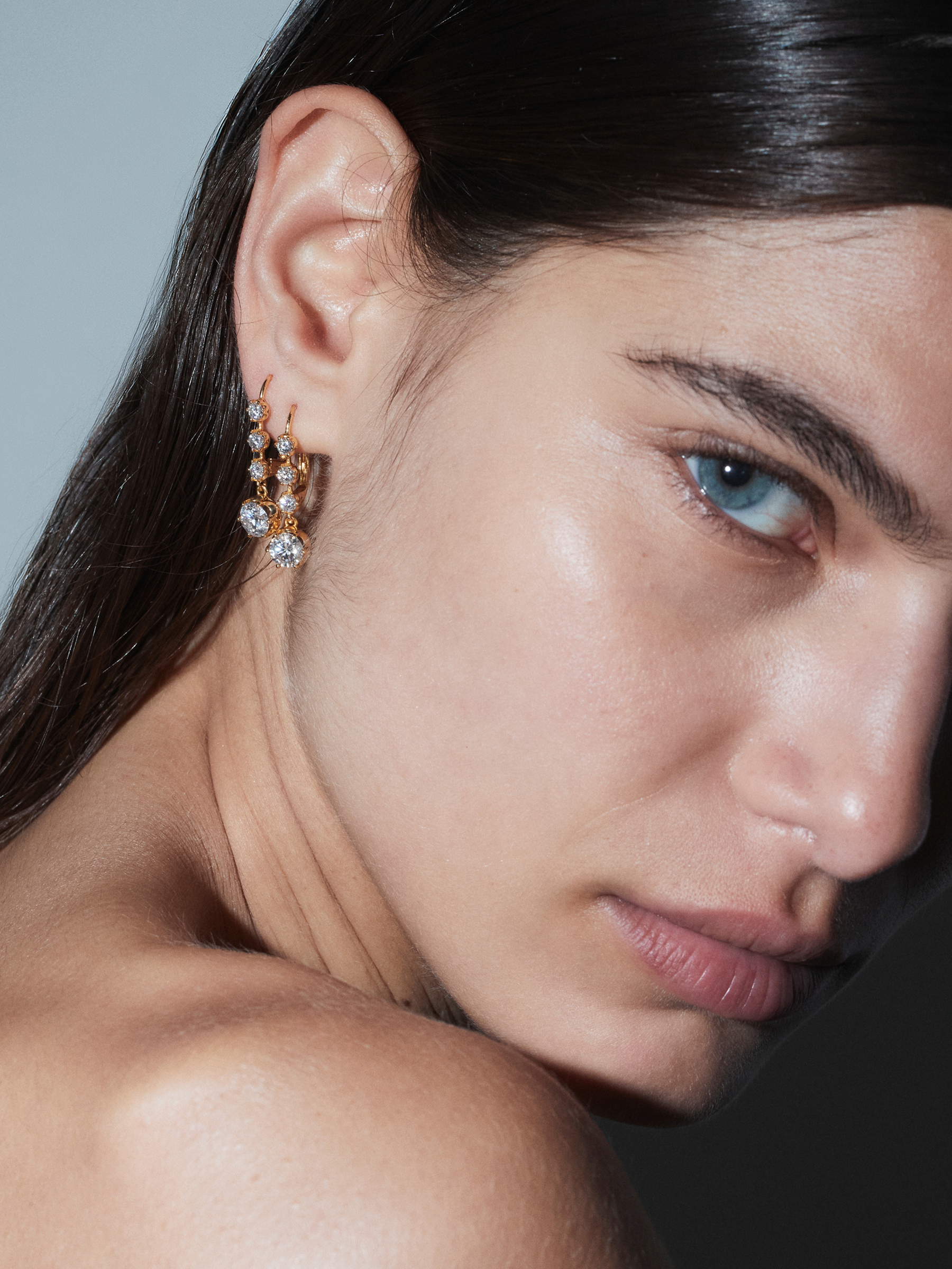 HENRIETTA 4-STONE DROP EARRINGS IN MOISSANITE, 18K GOLD VERMEIL