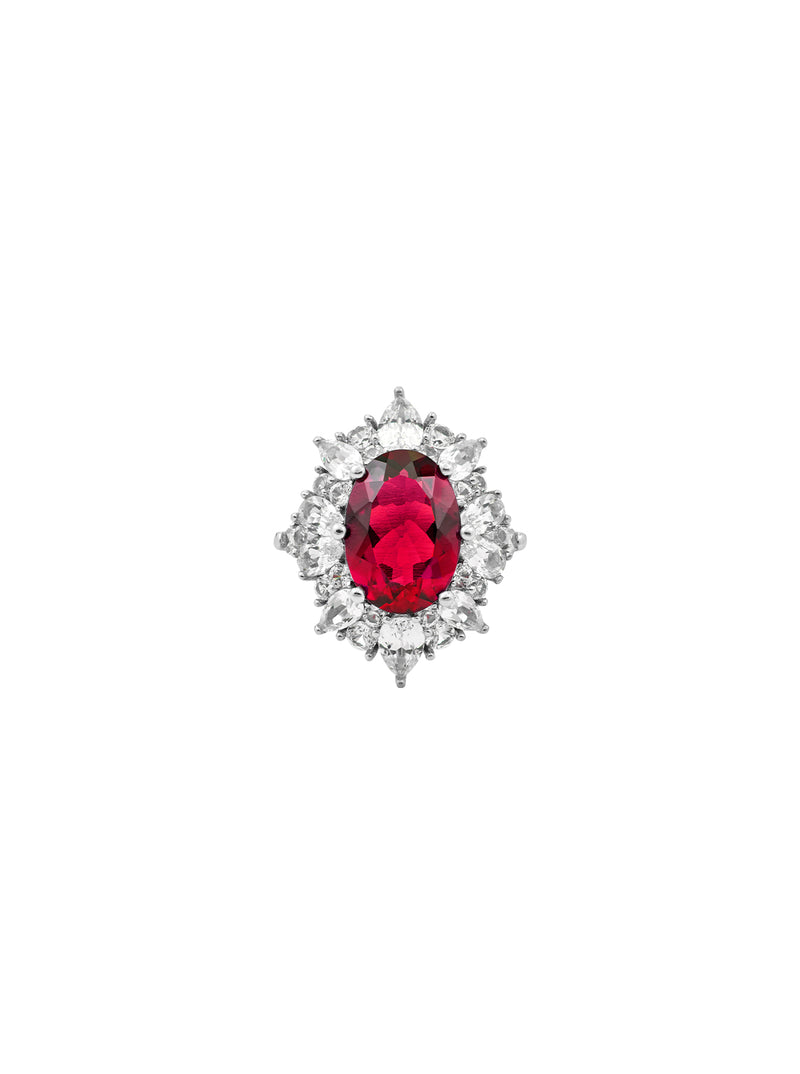 HOUGHTON, LAB-GROWN RED SAPPHIRE RING, SILVER