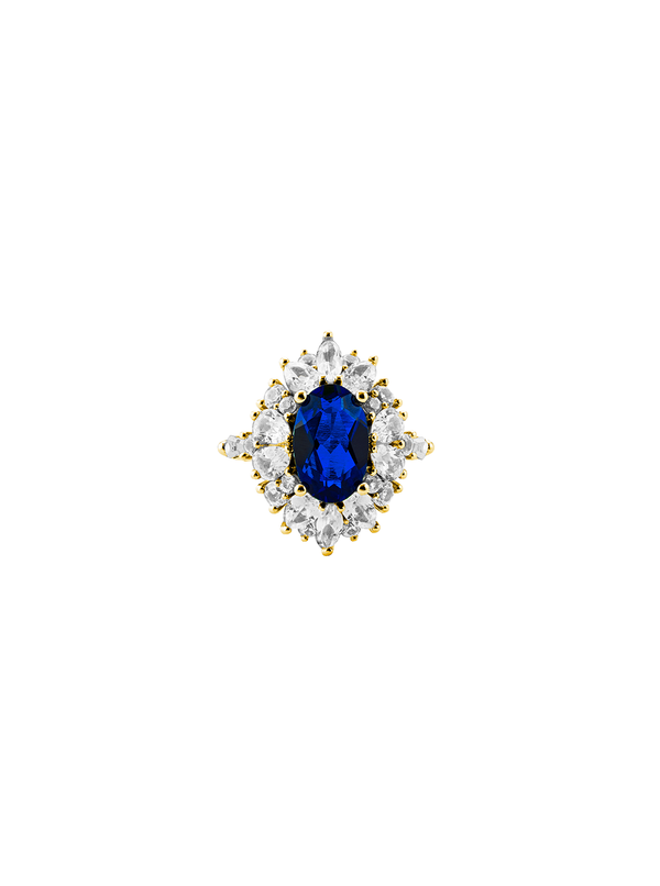HOUGHTON, LAB-GROWN BLUE SAPPHIRE PINKY RING, GOLD
