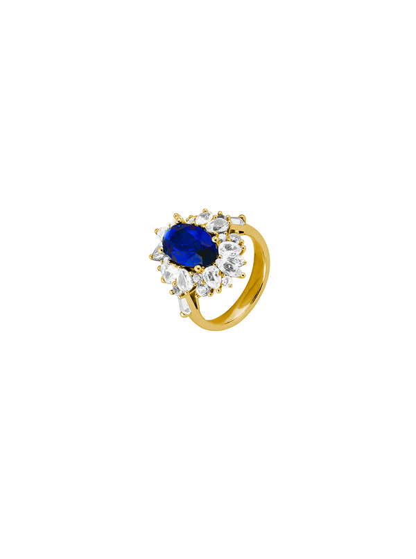 HOUGHTON, LAB-GROWN BLUE SAPPHIRE PINKY RING, GOLD