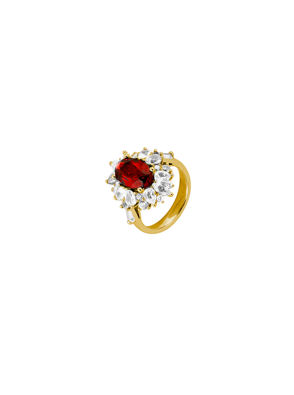 HOUGHTON, LAB-GROWN RED SAPPHIRE PINKY RING, GOLD