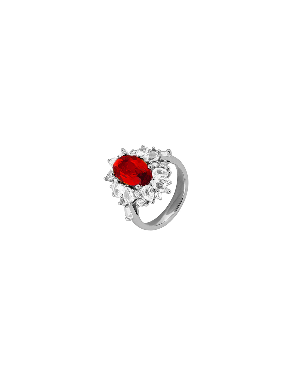 HOUGHTON, LAB RED SAPPHIRE PINKY RING, SILVER
