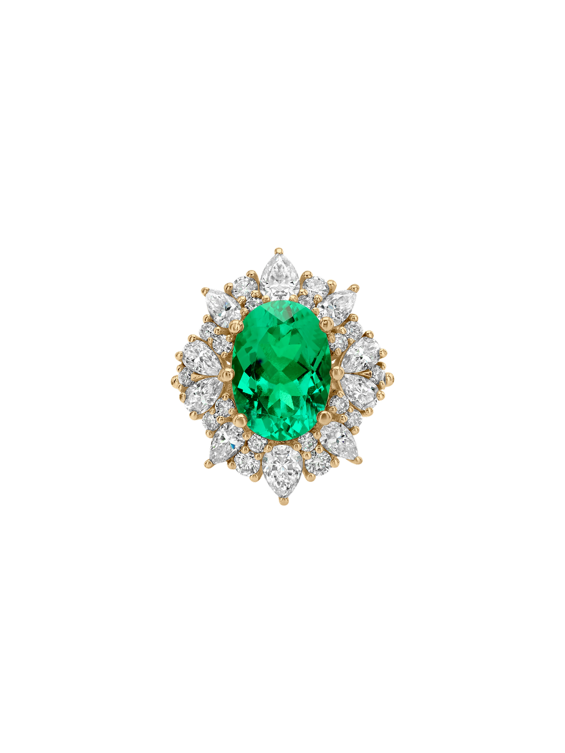 HOUGHTON RING IN LAB EMERALD AND MOISSANITE, GOLD VERMEIL
