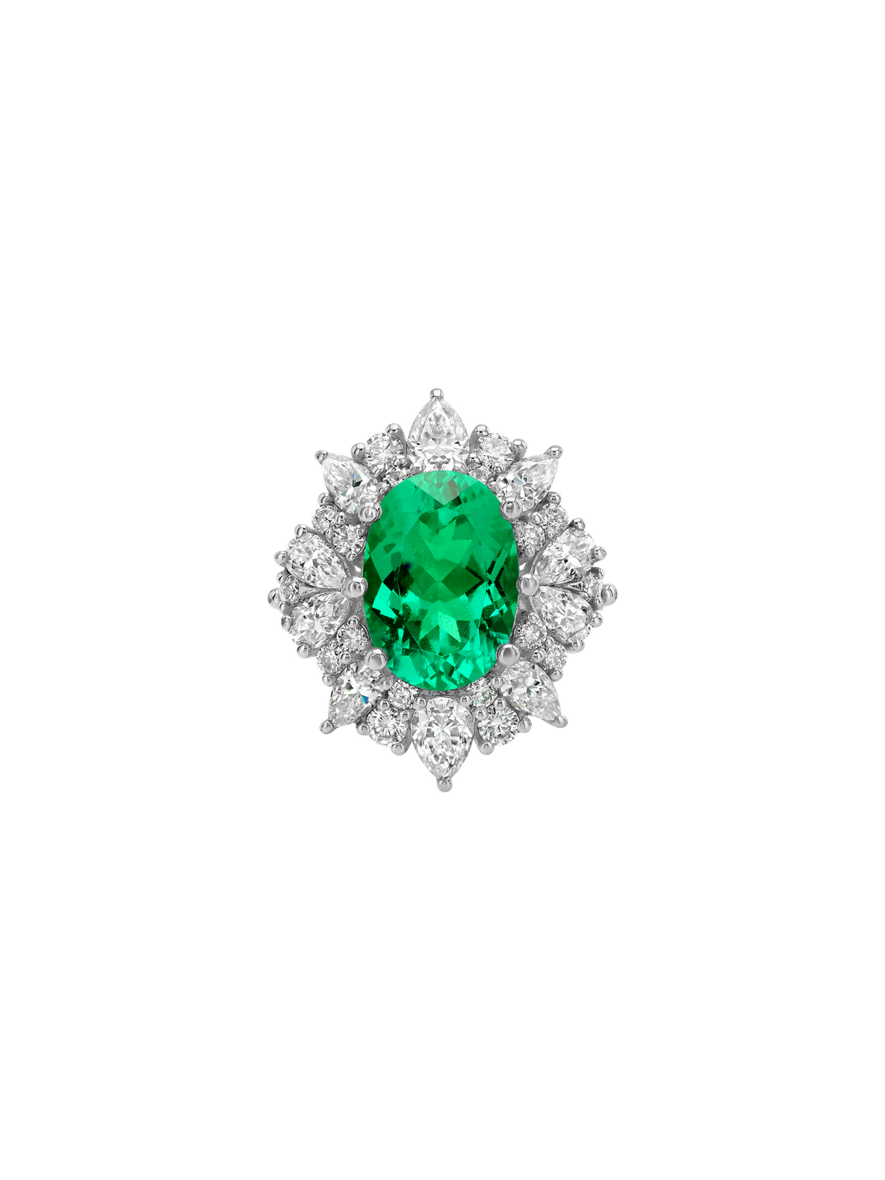 HOUGHTON RING IN LAB EMERALD AND MOISSANITE, STERLING SILVER