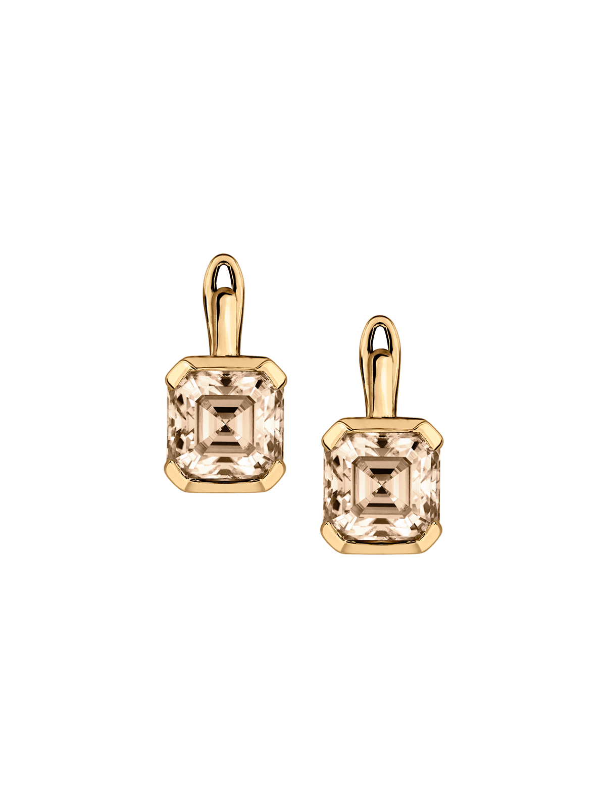 INÈS ASSCHER-CUT EARRINGS IN HONEY MOISSANITE