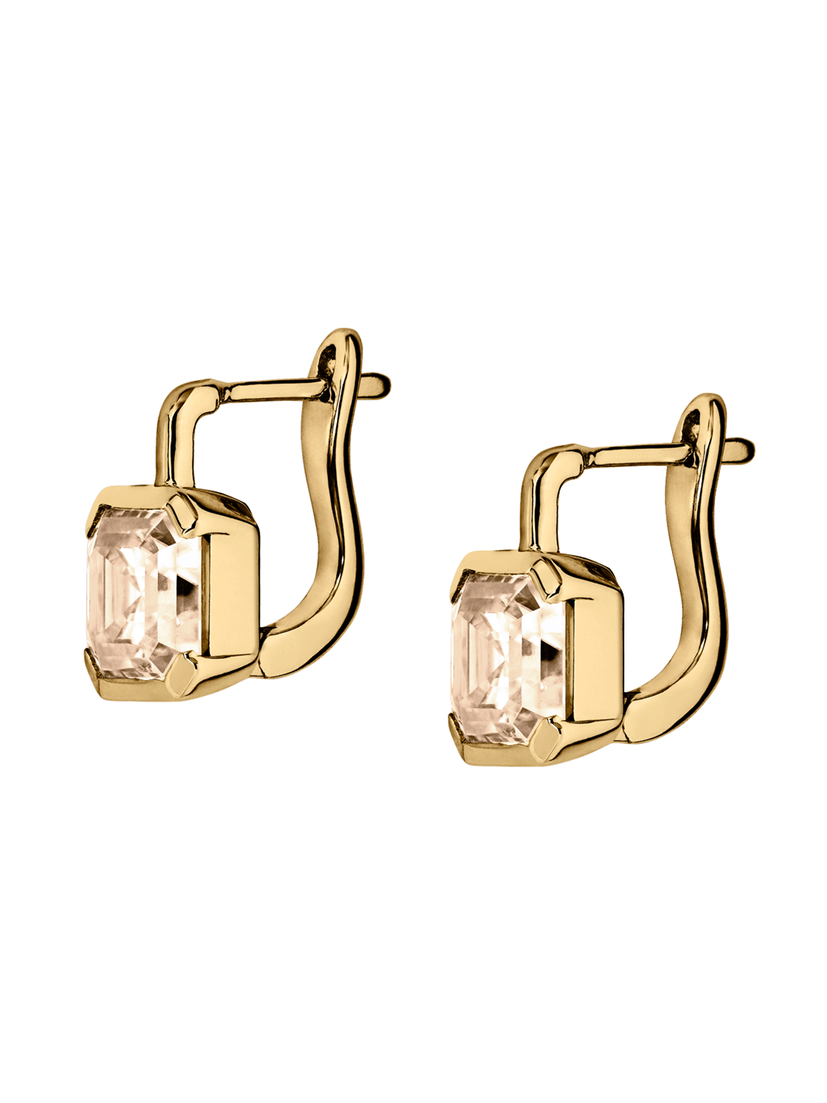 INÈS ASSCHER-CUT EARRINGS IN HONEY MOISSANITE, 18K GOLD VERMEIL