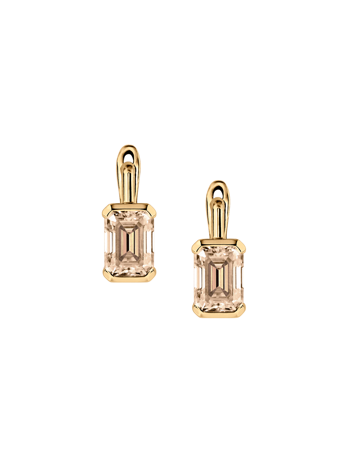 INÈS EMERALD-CUT EARRINGS IN HONEY MOISSANITE, 18K GOLD VERMEIL