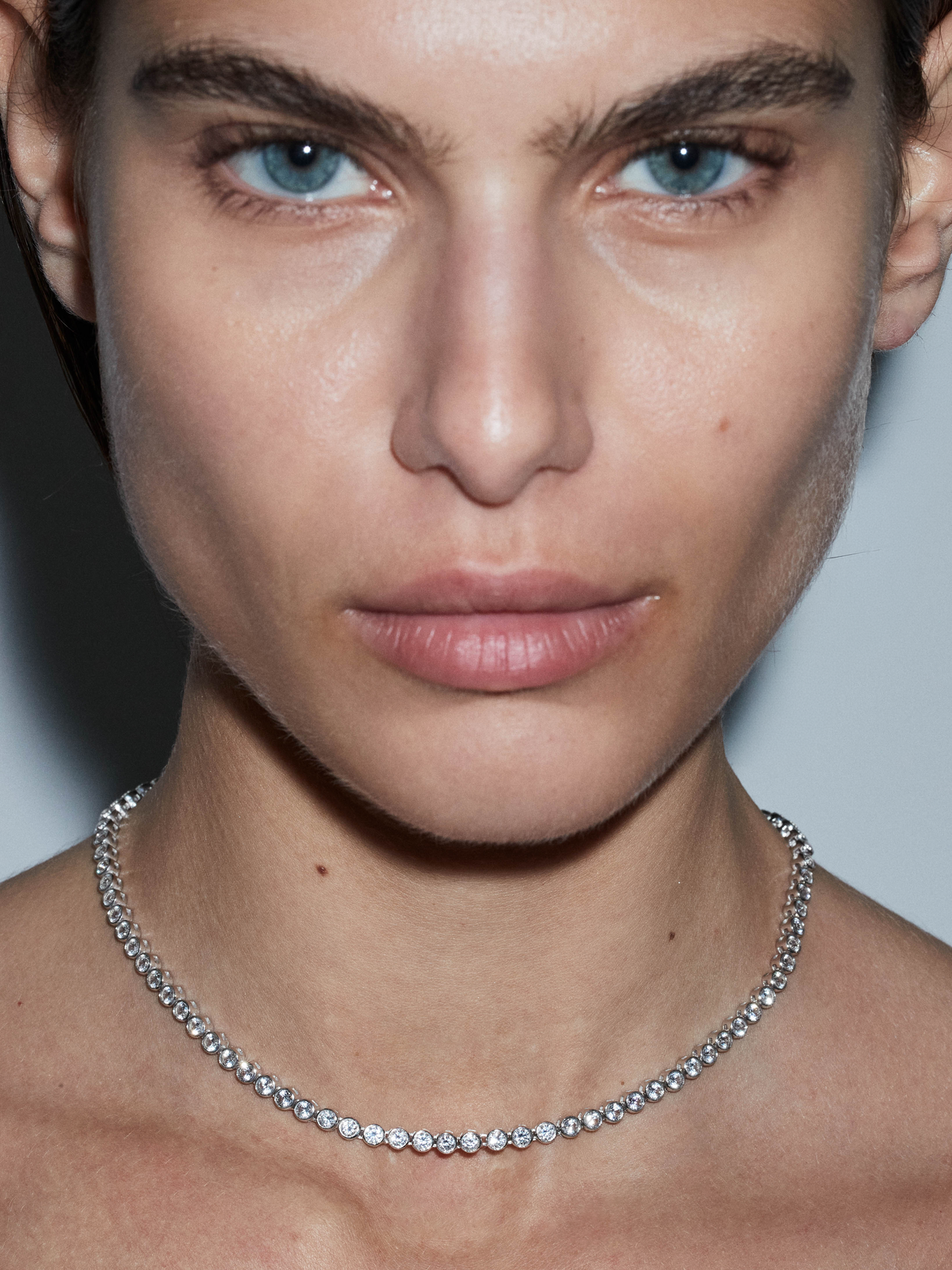 JAMES BEZEL RIVIÈRE NECKLACE IN LAB WHITE SAPPHIRE, STERLING SILVER