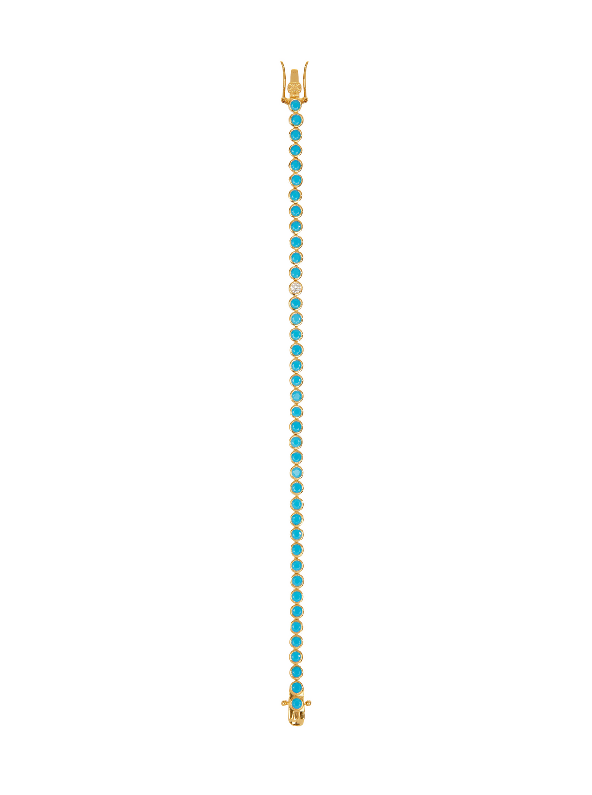 JAMES BEZEL 3MM, NANO TURQUOISE AND LAB DIAMOND GOLD RIVIÈRE BRACELET