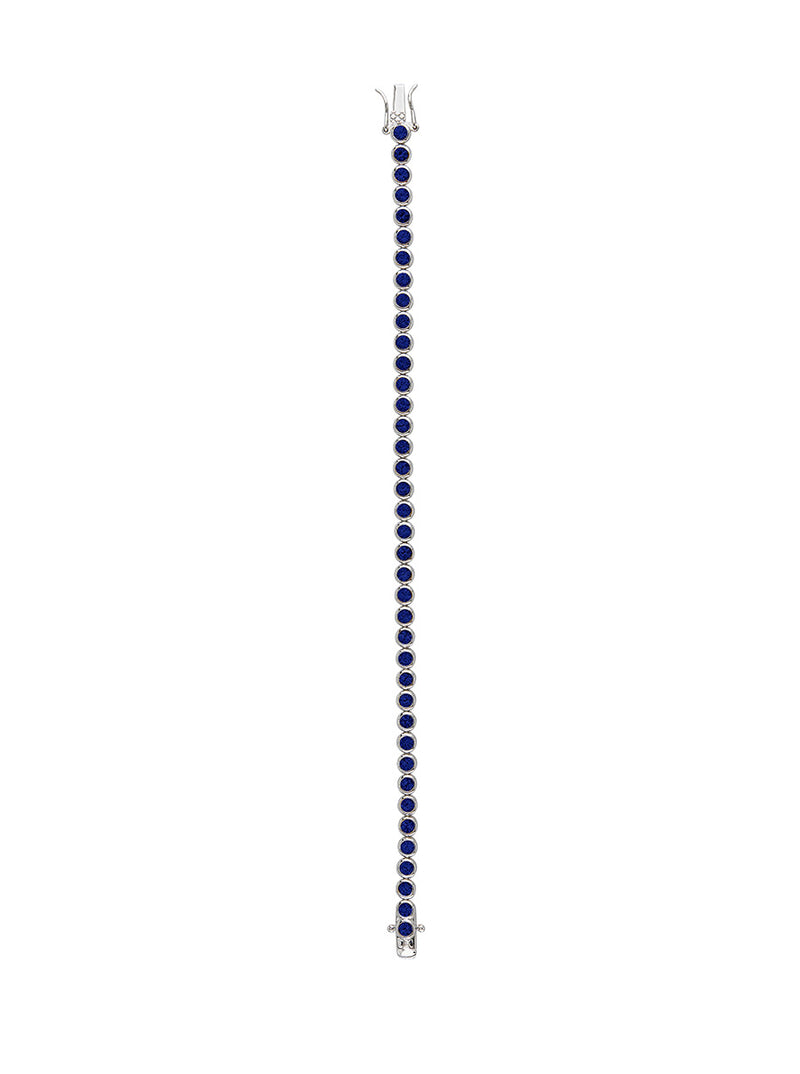 CUSTOM JAMES BEZEL 3.25MM, LAB-GROWN BLUE SAPPHIRE RIVIÈRE BRACELET