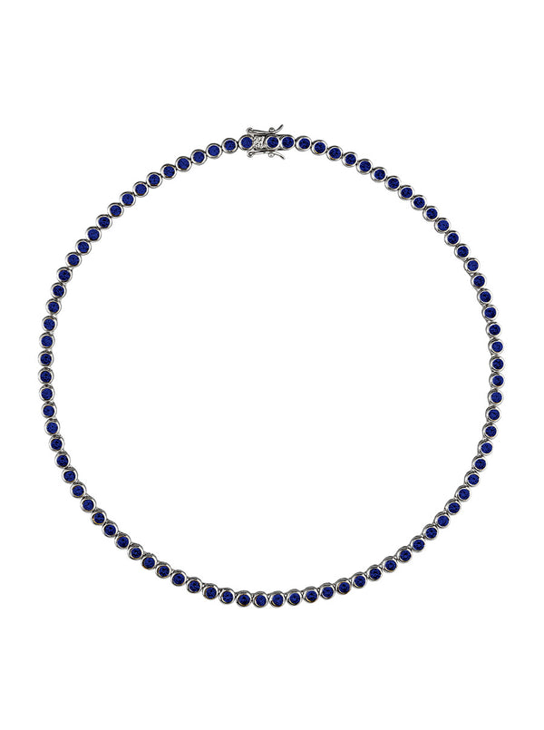CUSTOM JAMES BEZEL, LAB BLUE SAPPHIRE RIVIÈRE NECKLACE