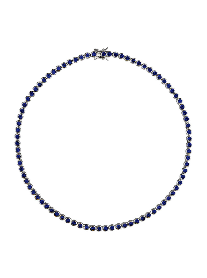 CUSTOM JAMES BEZEL, LAB-GROWN BLUE SAPPHIRE RIVIÈRE NECKLACE