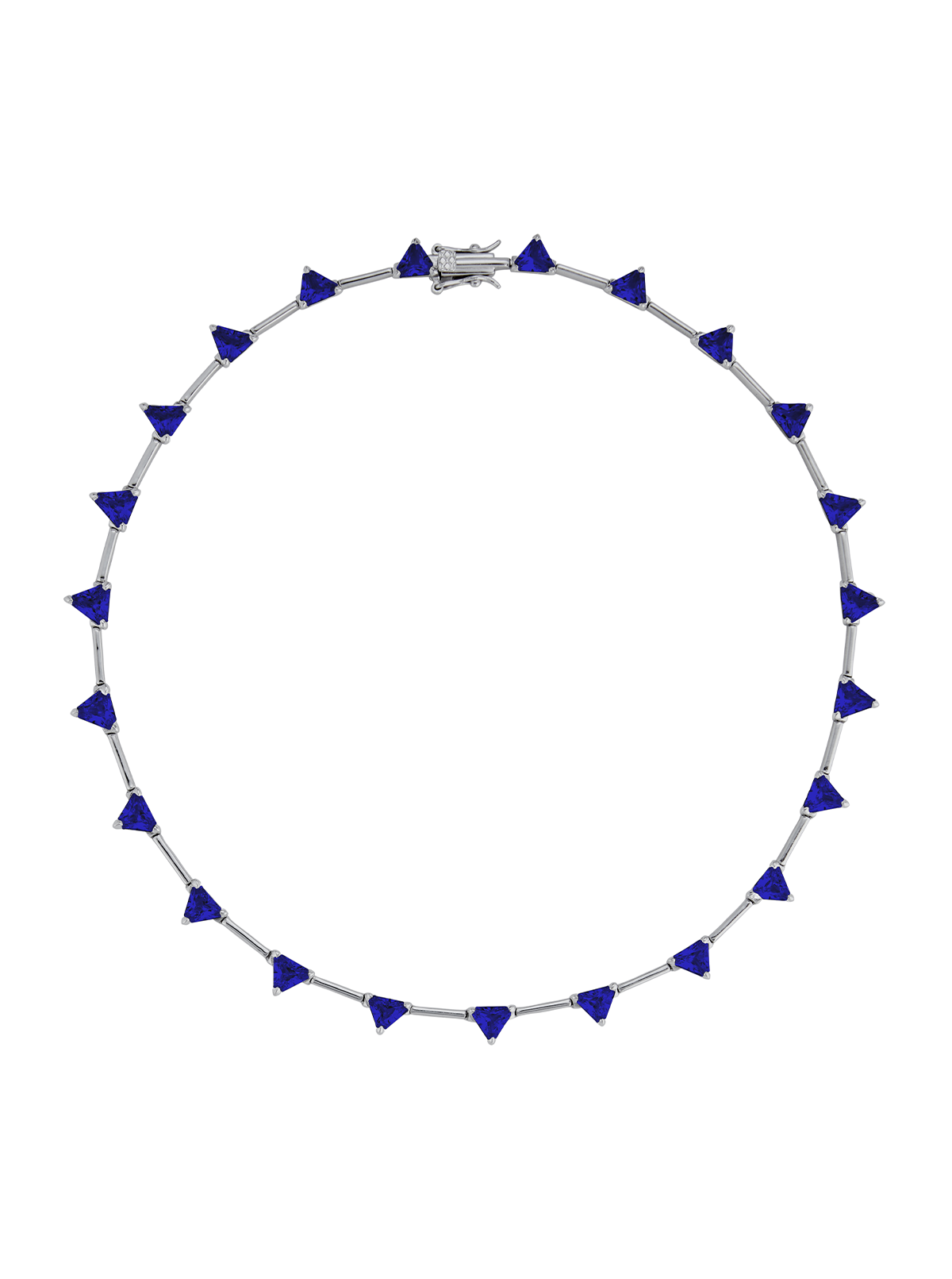 JULIEN TRILLION CUT, LAB BLUE SAPPHIRE SILVER BAR NECKLACE – Dorsey