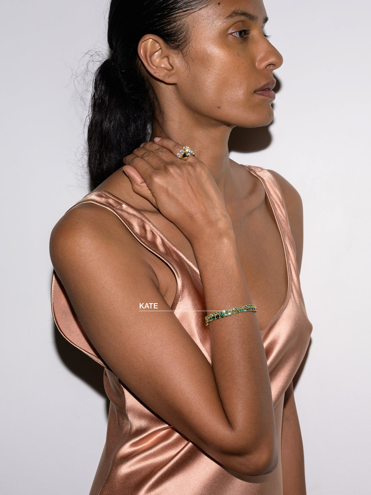 KATE RIVIÈRE BRACELET IN 3MM VIRIDIAN GREEN MOISSANITE