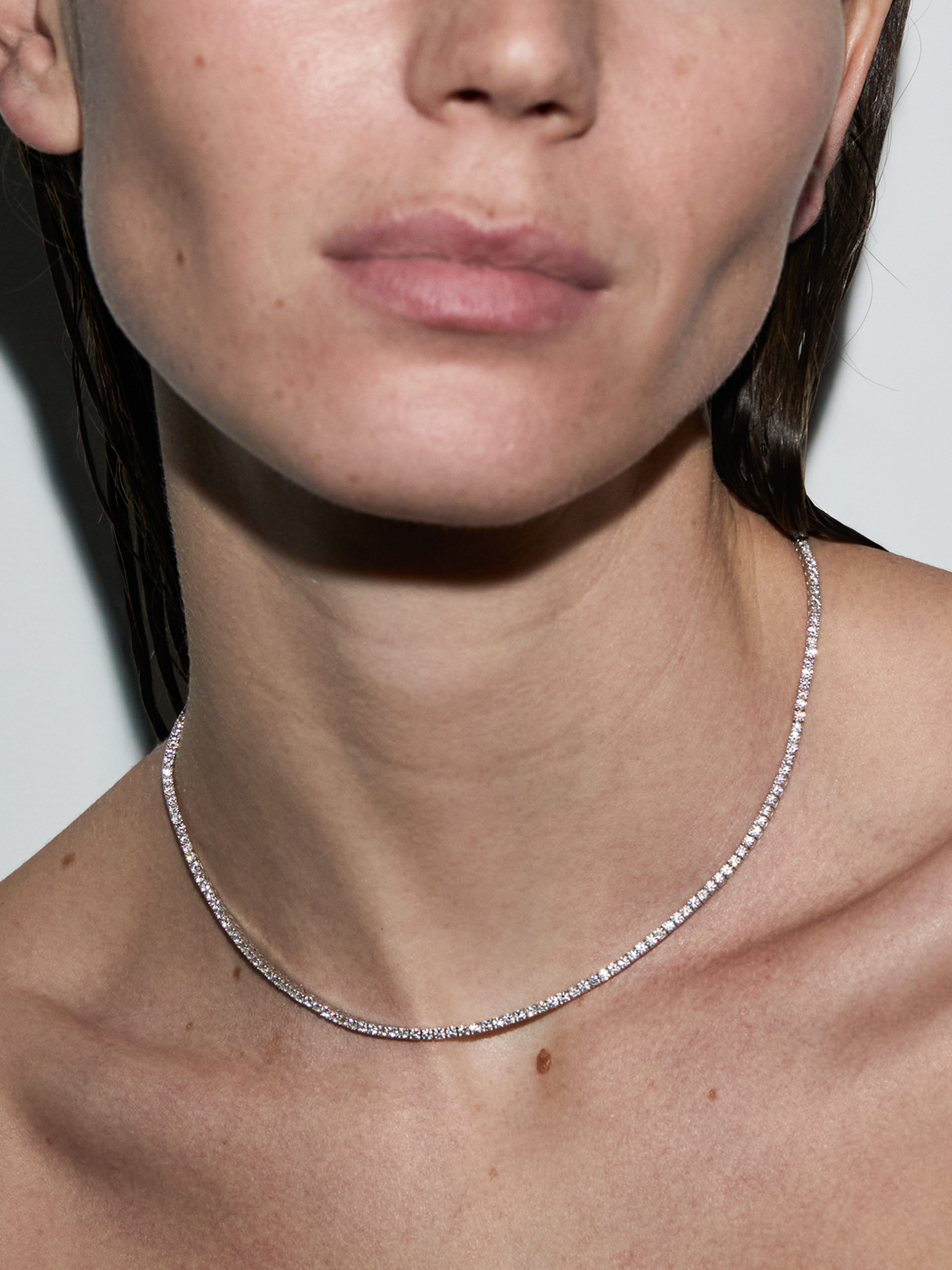 KATE RIVIÈRE NECKLACE IN 2MM MOISSANITE, STERLING SILVER