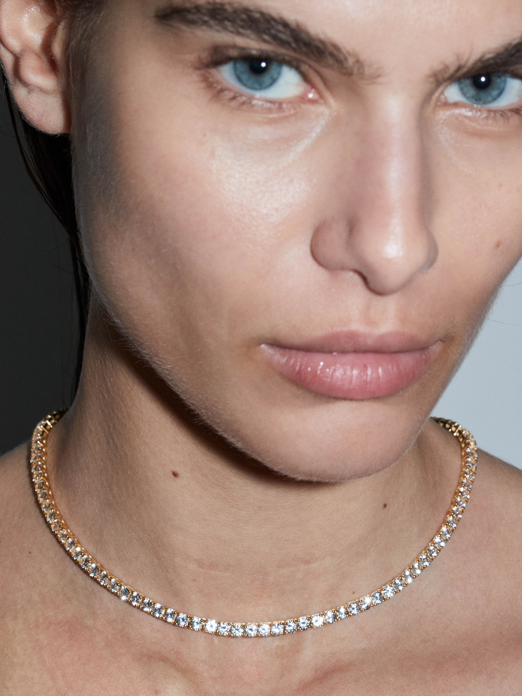 KATE RIVIÈRE NECKLACE IN 3.75MM LAB WHITE SAPPHIRE, 18K GOLD VERMEIL