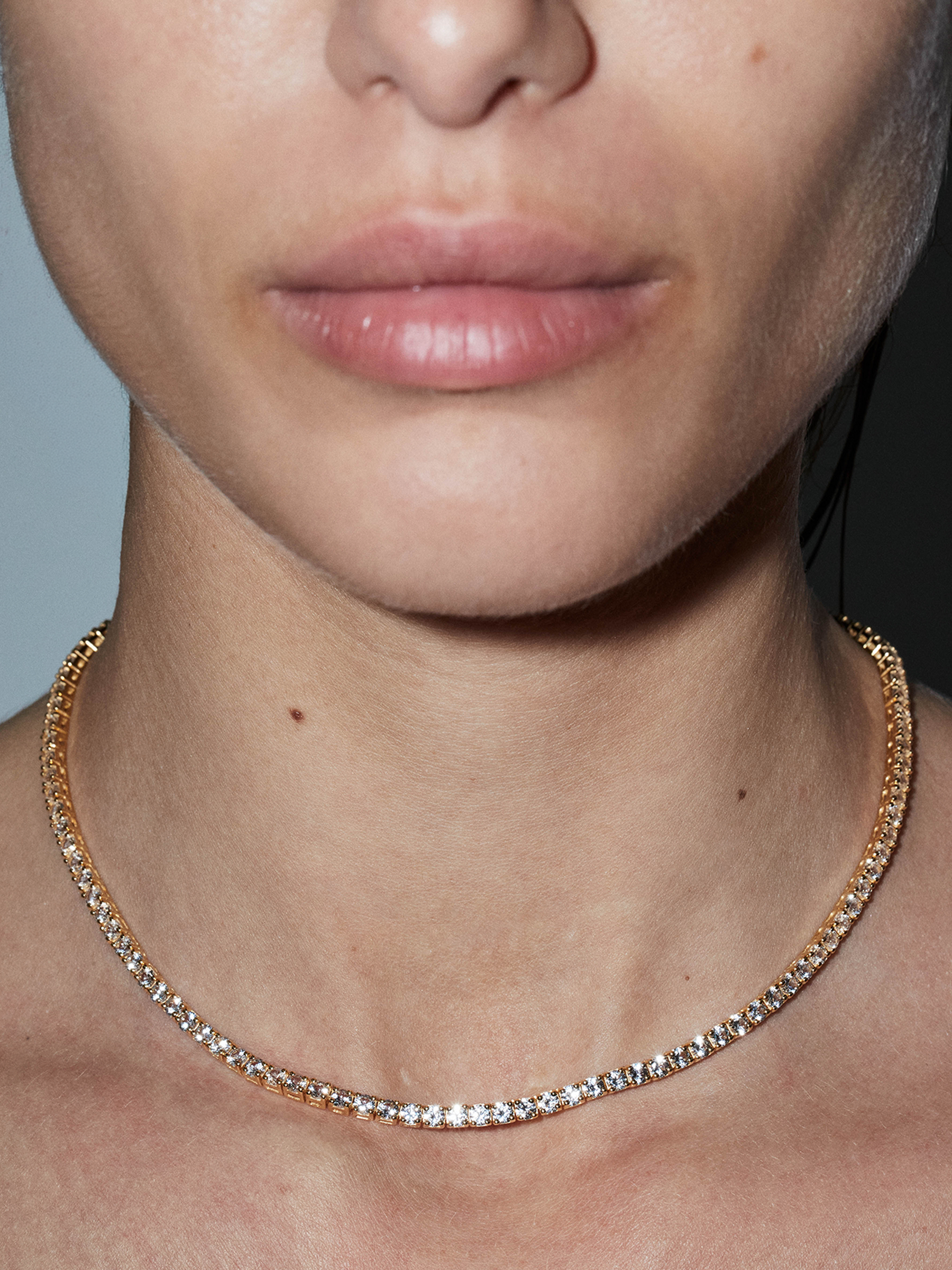 KATE RIVIÈRE NECKLACE IN 3MM LAB WHITE SAPPHIRE, 18K GOLD VERMEIL