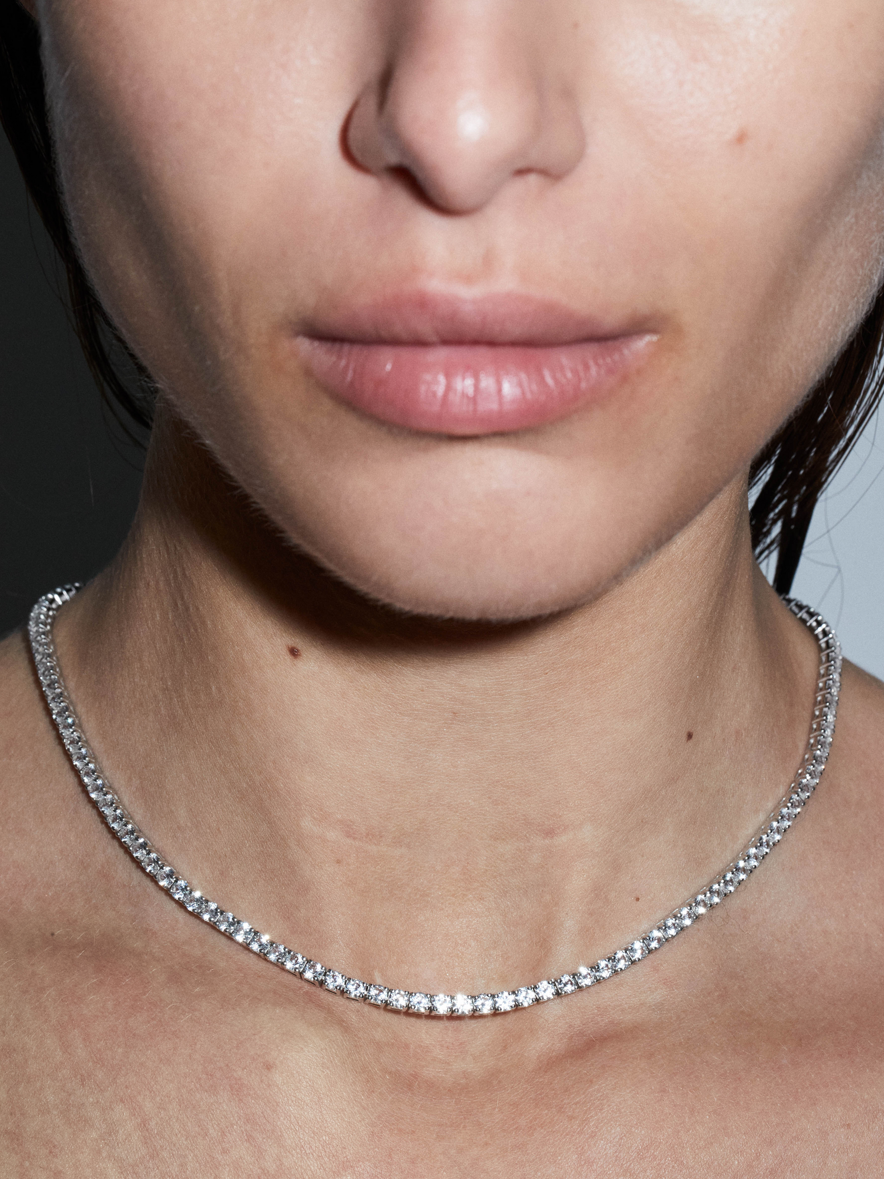 KATE RIVIÈRE NECKLACE IN 3MM LAB WHITE SAPPHIRE, STERLING SILVER