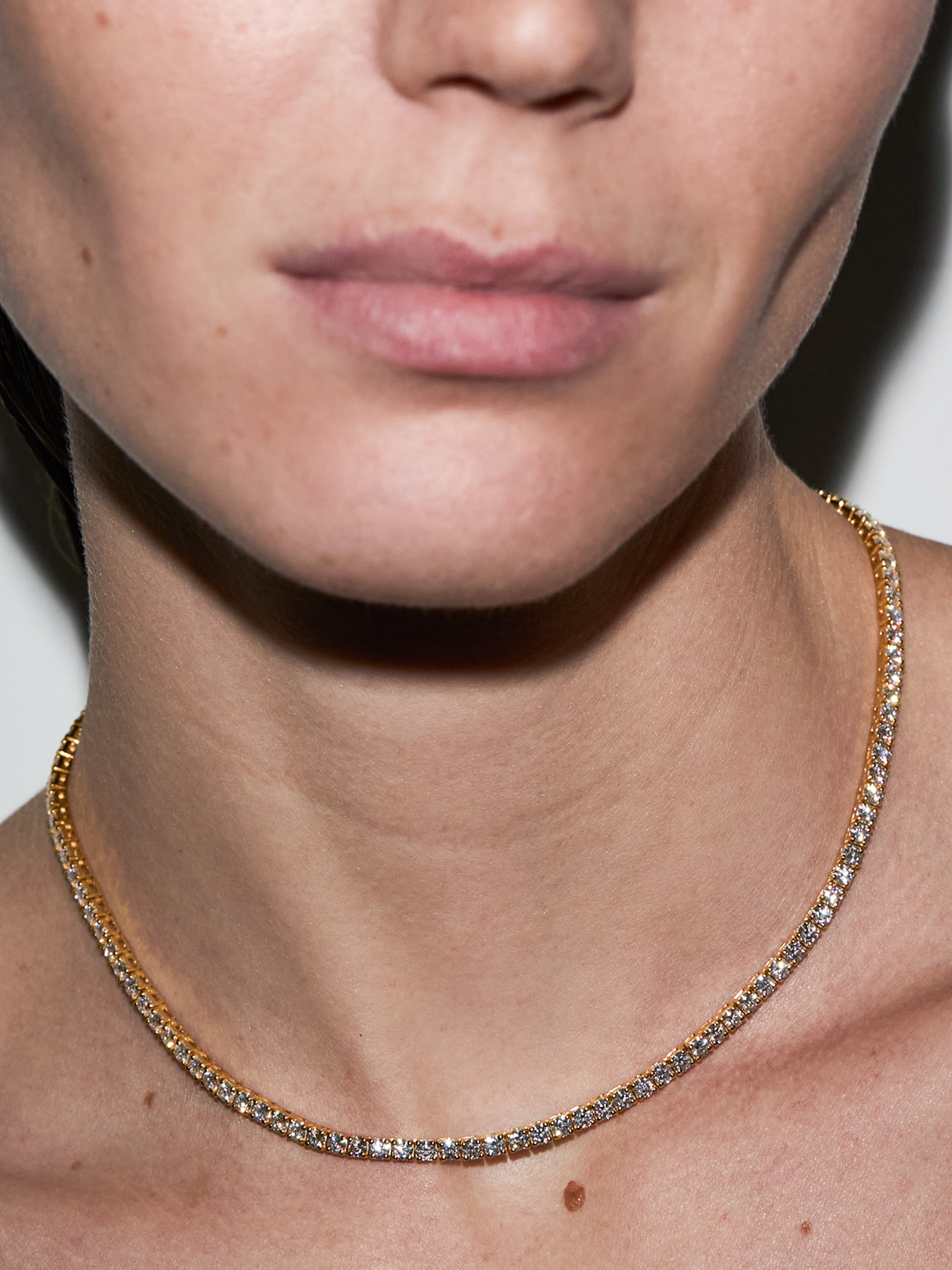 KATE RIVIÈRE NECKLACE IN 3MM MOISSANITE, 18K GOLD VERMEIL