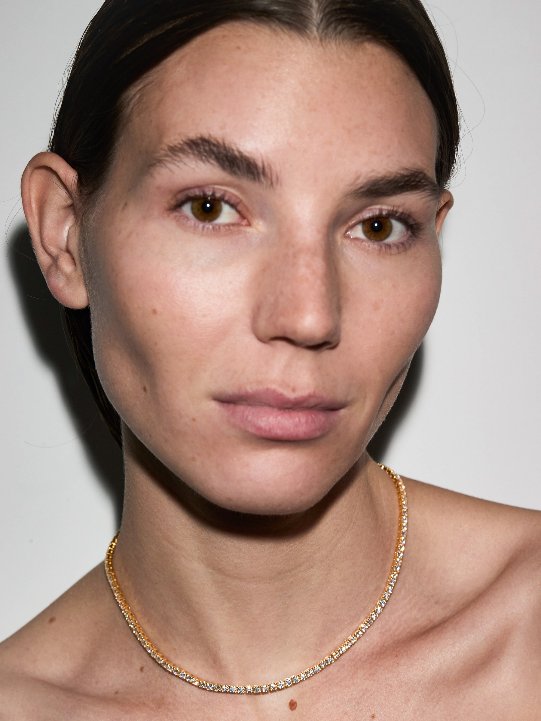 KATE RIVIÈRE NECKLACE IN 3MM MOISSANITE, 18K GOLD VERMEIL