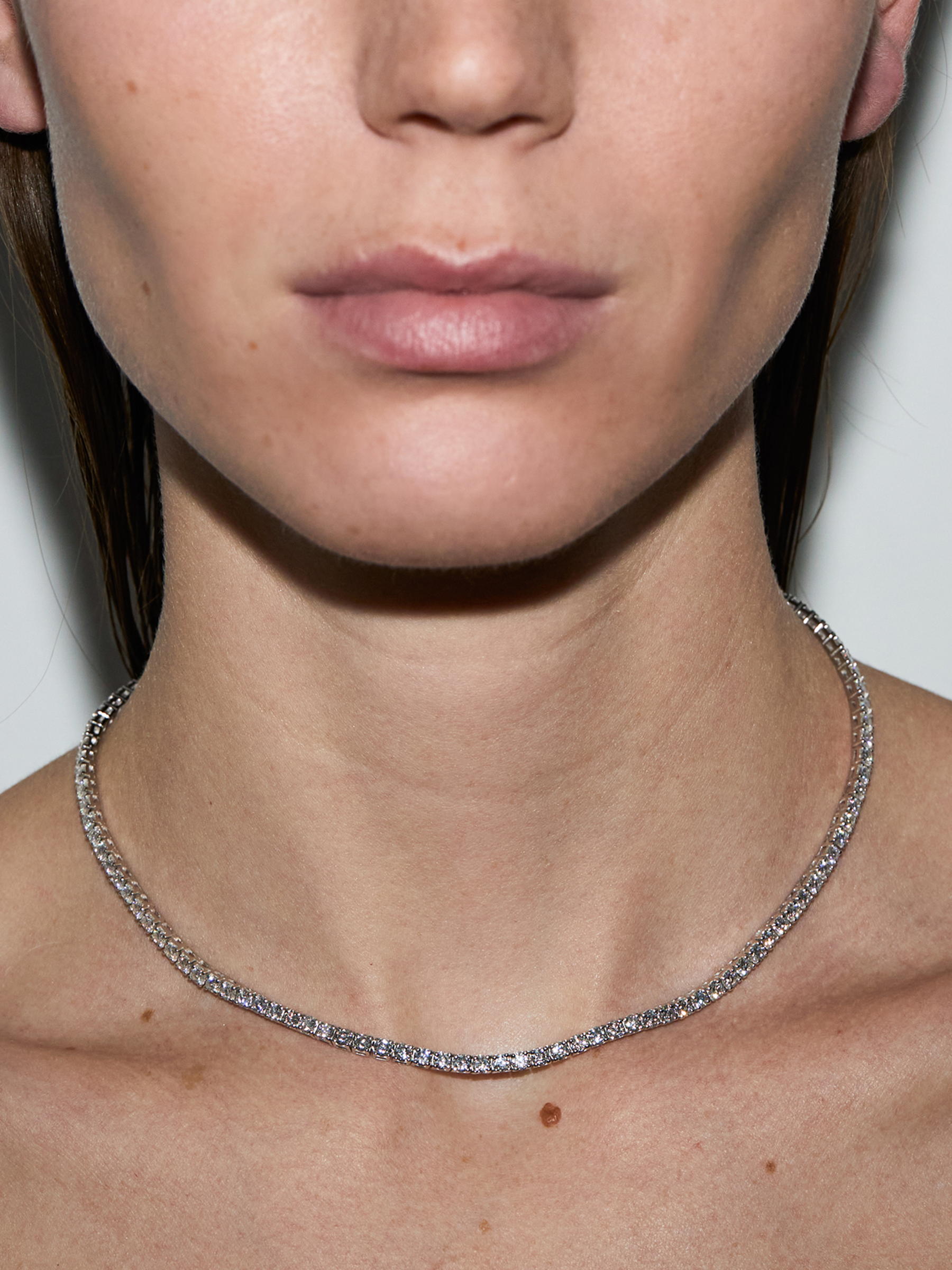 KATE RIVIÈRE NECKLACE IN 3MM MOISSANITE, STERLING SILVER
