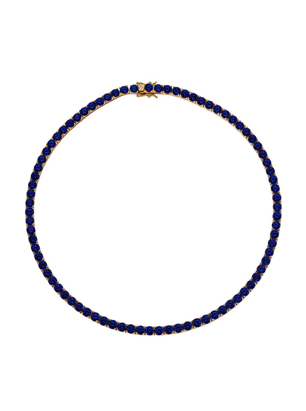 CUSTOM KATE 4.5MM ROUND CUT, LAB-GROWN BLUE SAPPHIRE RIVIÈRE  NECKLACE