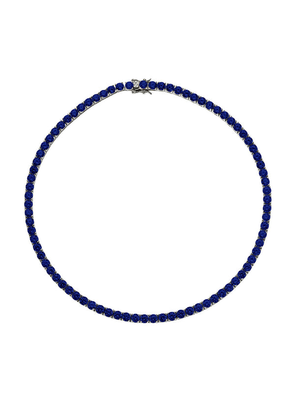 CUSTOM KATE 4.5MM ROUND CUT, LAB BLUE SAPPHIRE RIVIÈRE  NECKLACE