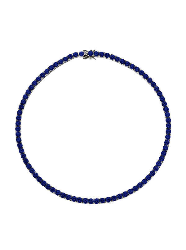 CUSTOM KATE 4.5MM ROUND CUT, LAB-GROWN BLUE SAPPHIRE RIVIÈRE  NECKLACE