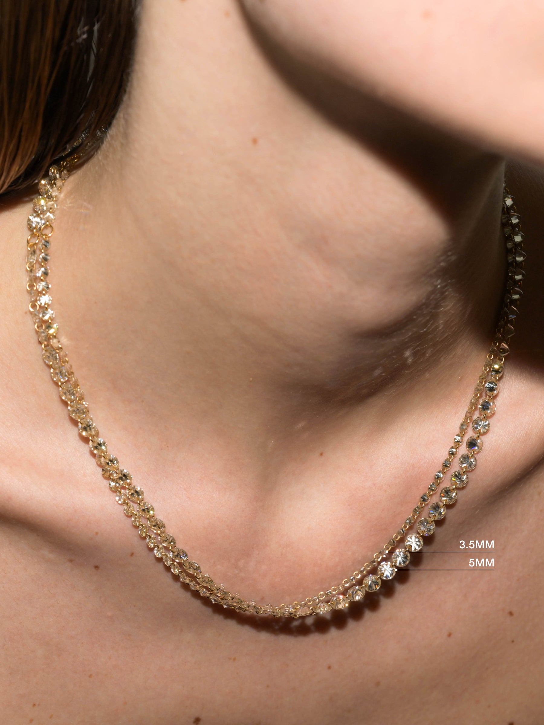 FLOATING ETERNITY NECKLACE IN 5MM HONEY MOISSANITE, 18K GOLD VERMEIL