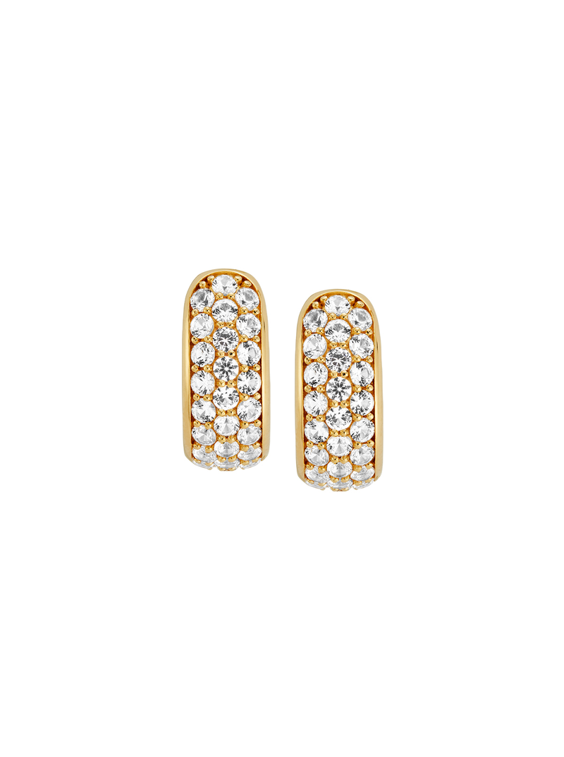 LEA, LAB-GROWN WHITE SAPPHIRE GOLD HOOP EARRINGS