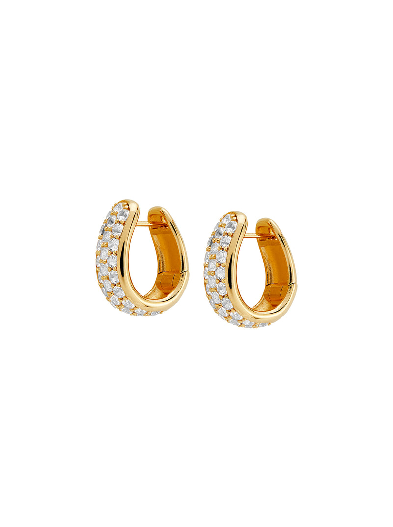 LEA, LAB-GROWN WHITE SAPPHIRE GOLD HOOP EARRINGS