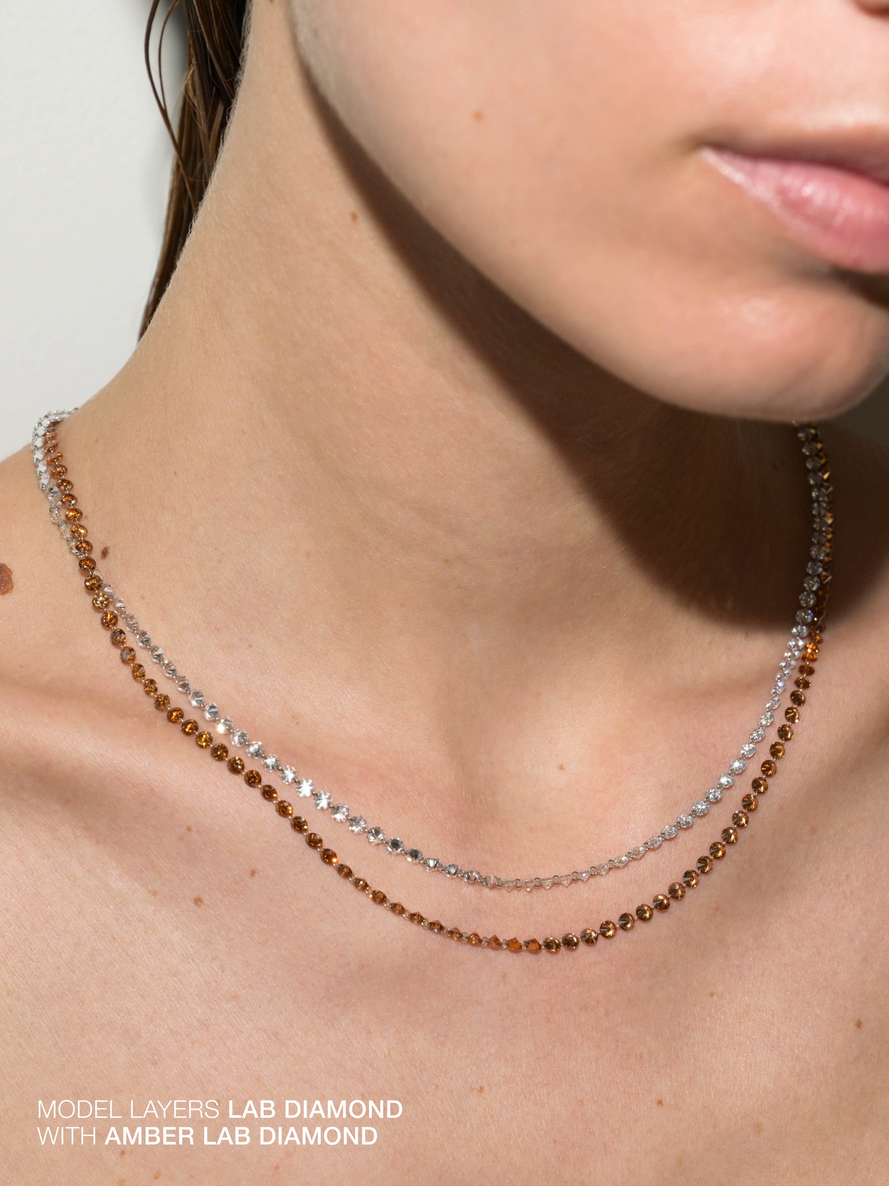 14K FLOATING ETERNITY NECKLACE IN LAB DIAMOND, 14K YELLOW GOLD