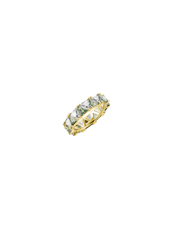 THEODORA DOUBLE TRILLION, LAB-GROWN LIGHT GREEN SPINEL AND WHITE SAPPHIRE RING, GOLD