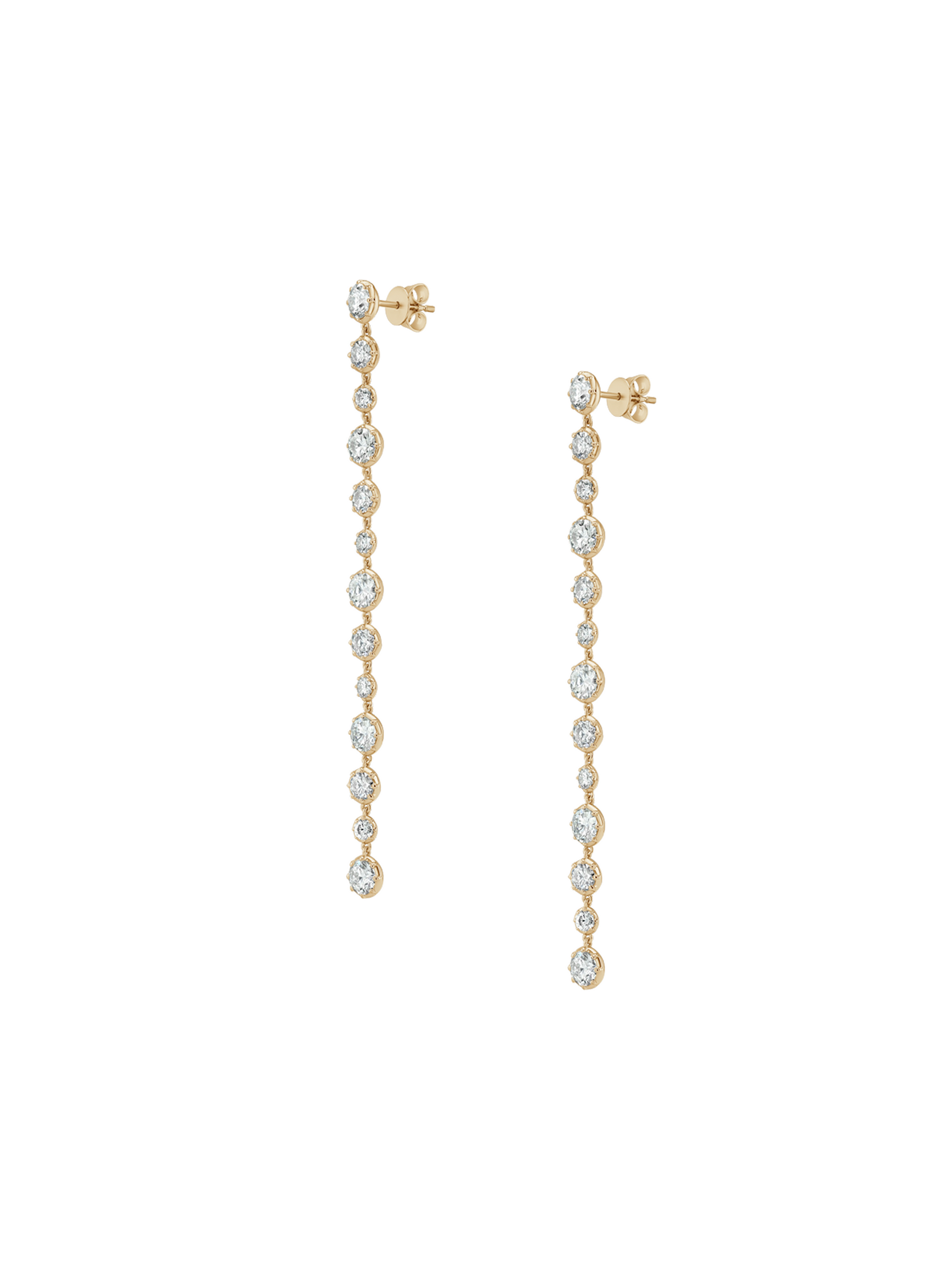 LONG SYLVIE RIVIÈRE DROP EARRINGS IN MOISSANITE, GOLD VERMEIL
