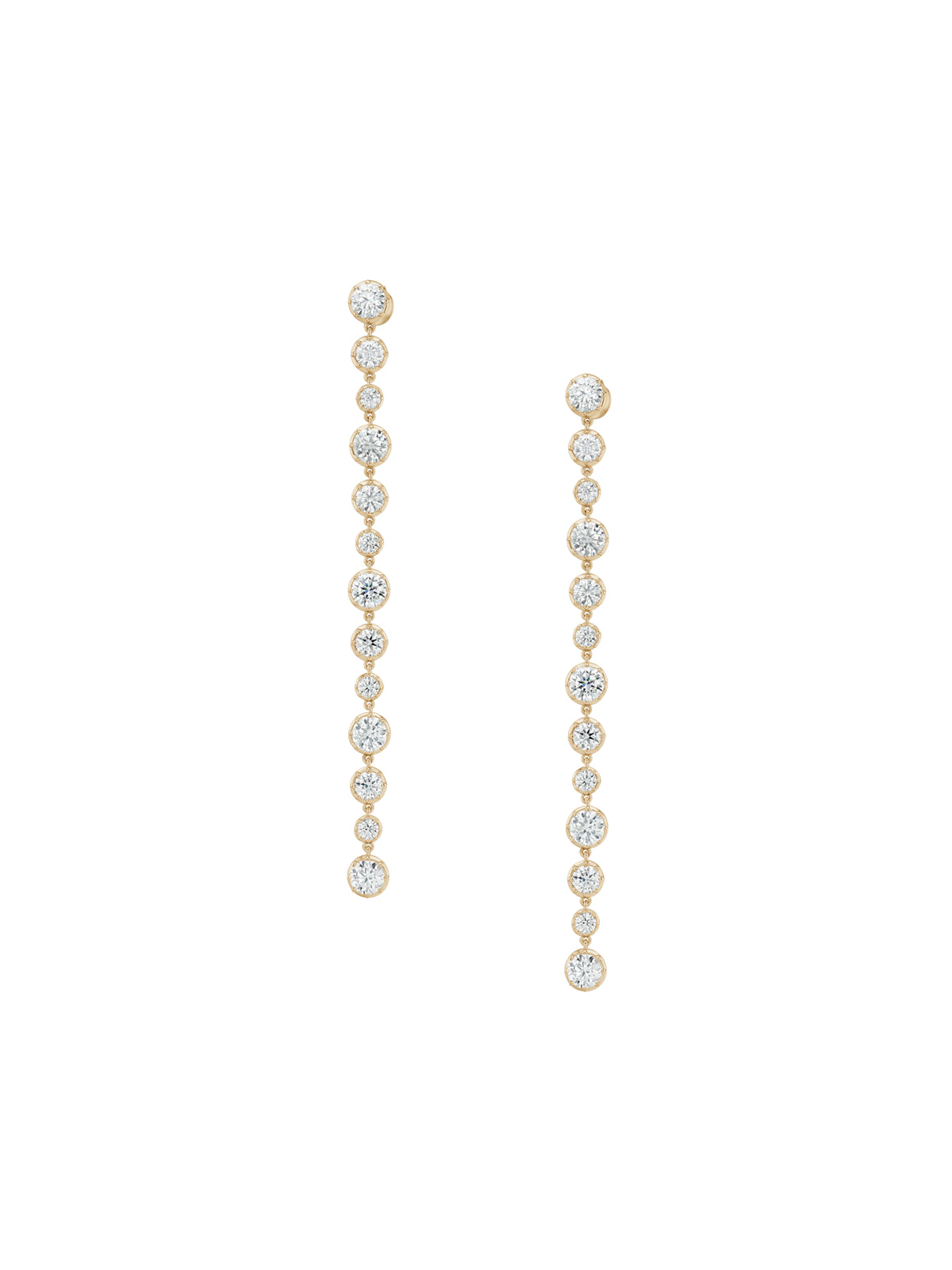 LONG SYLVIE RIVIÈRE DROP EARRINGS IN MOISSANITE, GOLD VERMEIL