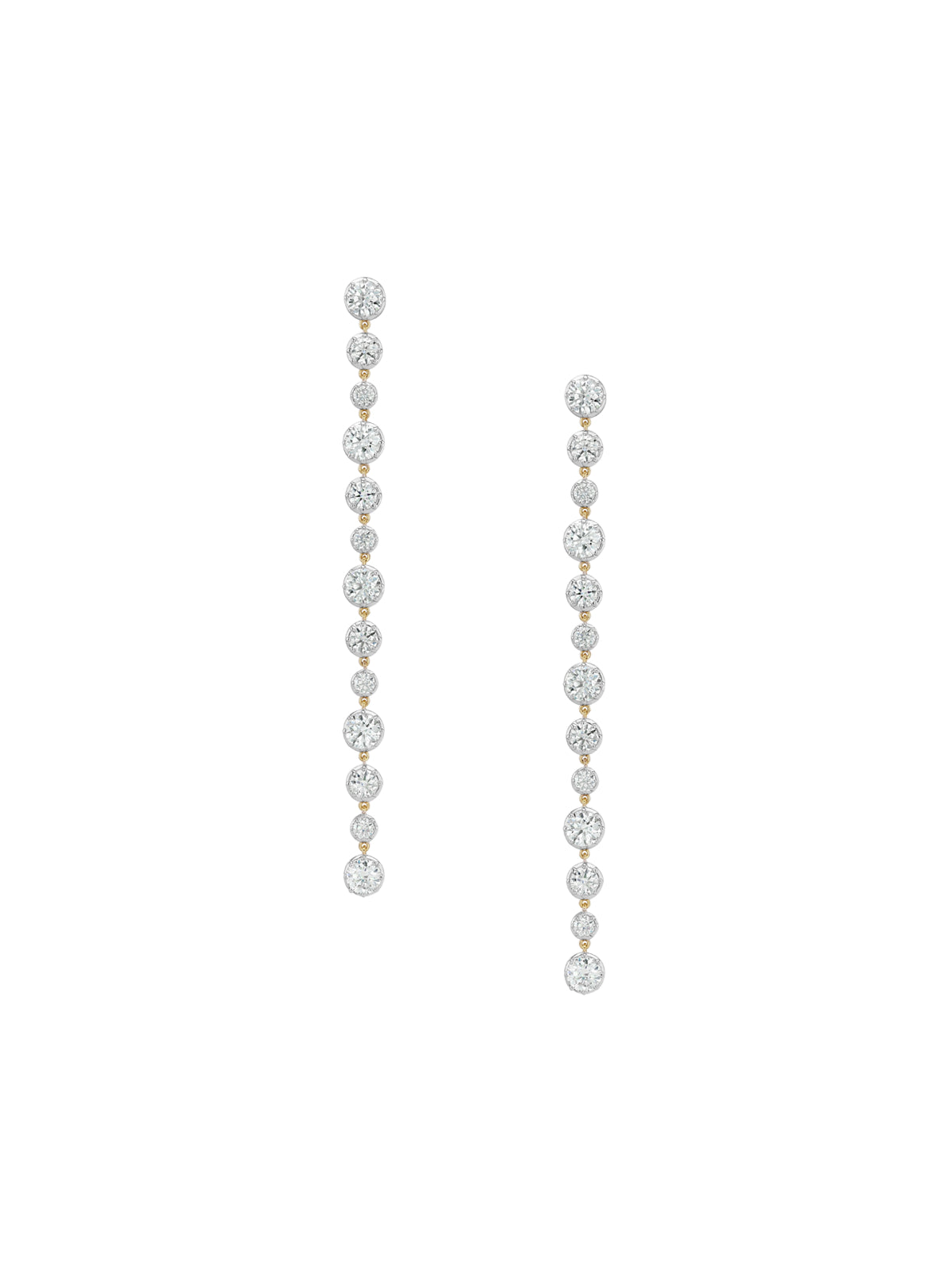 LONG SYLVIE RIVIÈRE DROP EARRINGS IN MOISSANITE, GOLD VERMEIL WITH WHITE RHODIUM BEZEL