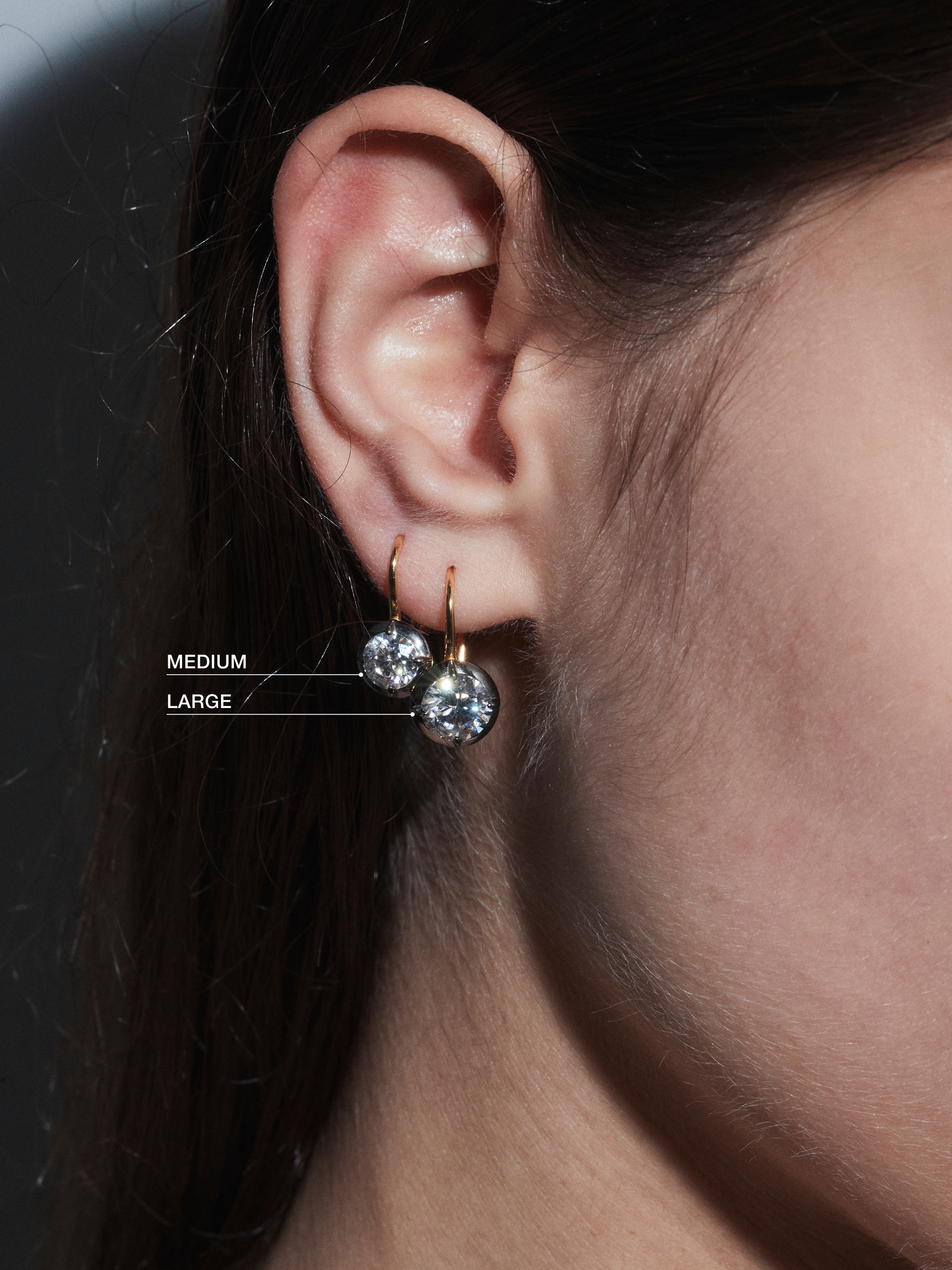 LUCIEN LATCHBACK EARRINGS IN MOISSANITE, 18K GOLD VERMEIL