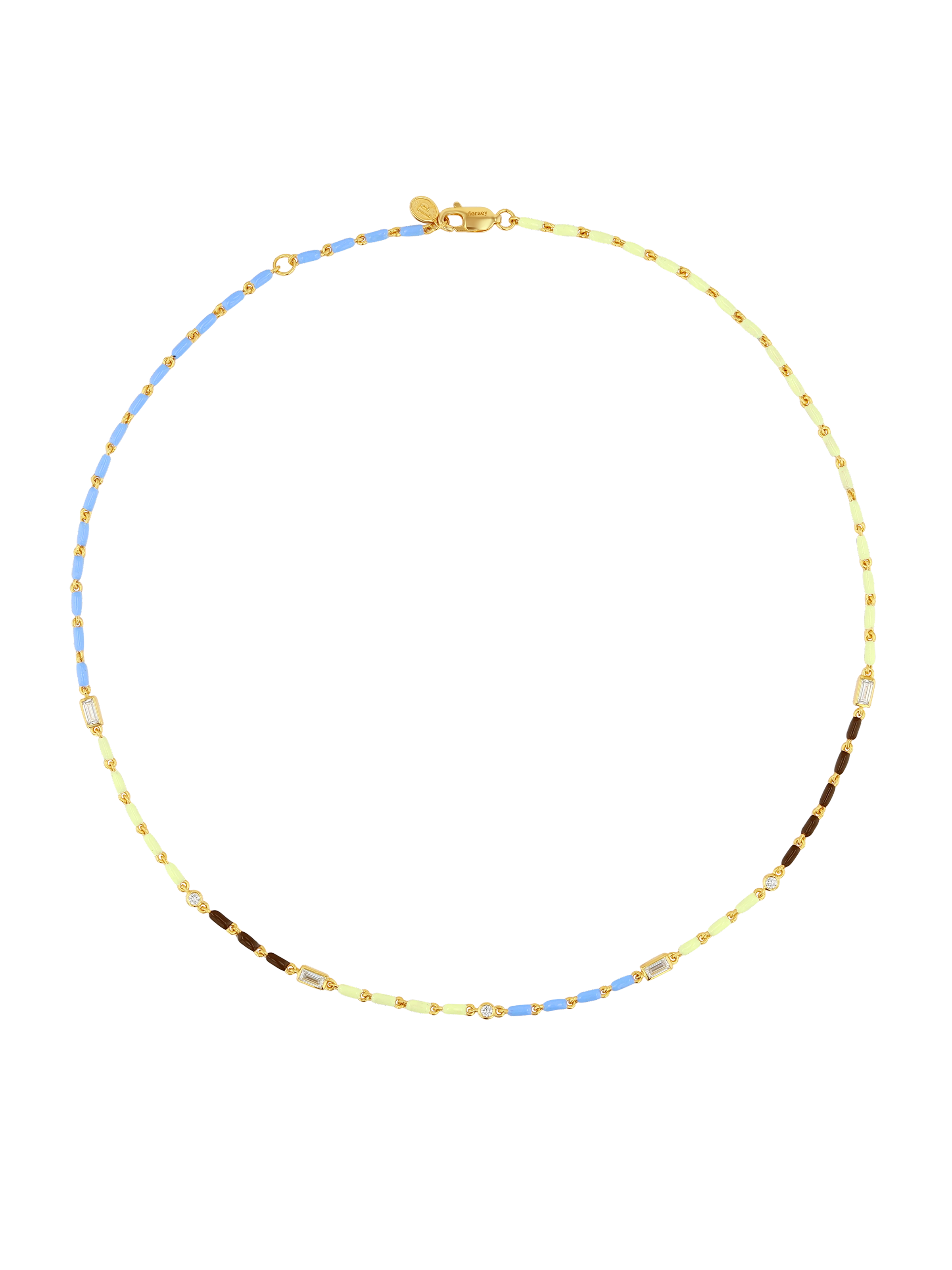ENAMEL MOISSANITE NECKLACE IN LUNE, 18K GOLD VERMEIL