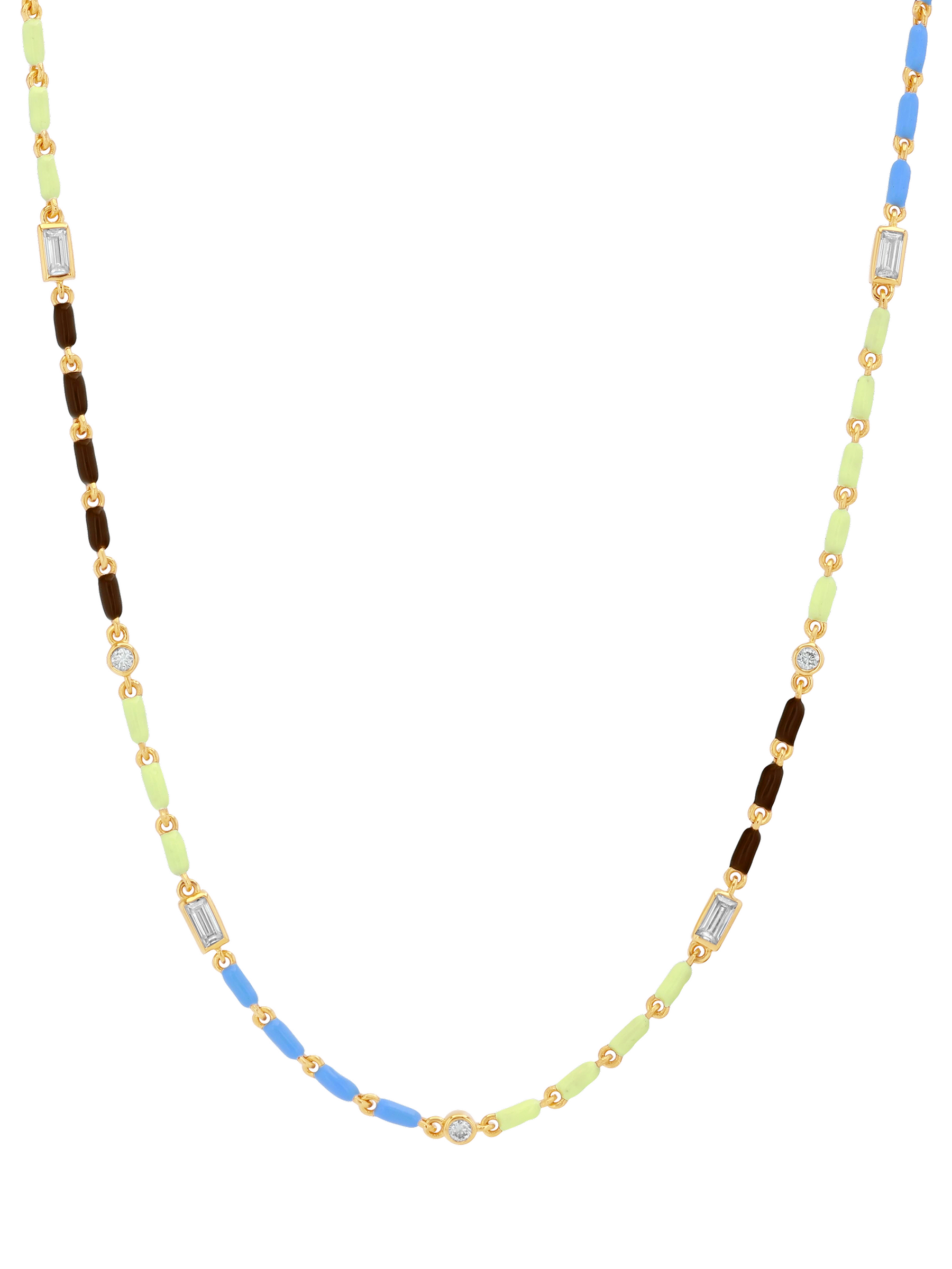 ENAMEL MOISSANITE NECKLACE IN LUNE, 18K GOLD VERMEIL