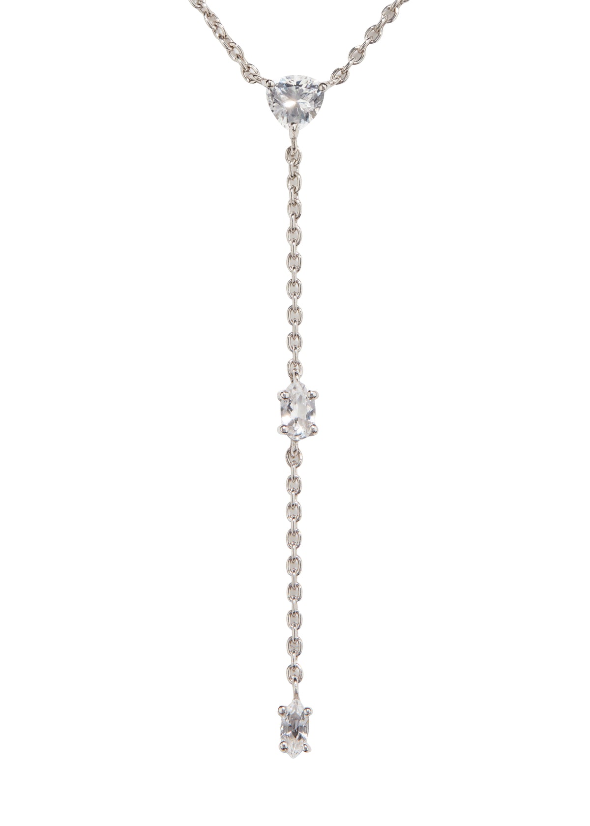 CELESTE LARIAT NECKLACE, SILVER