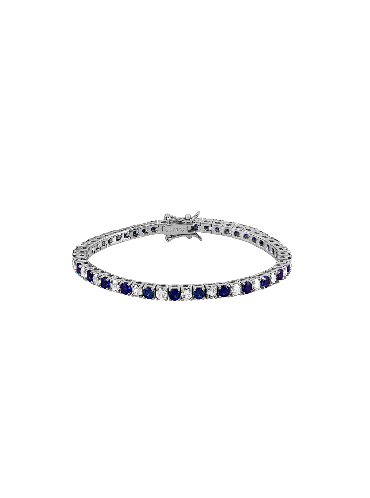 KATE 3MM ROUND CUT, LAB BLUE AND WHITE SAPPHIRE RIVIÈRE BRACELET