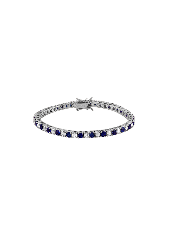 KATE 3MM ROUND CUT, LAB BLUE AND WHITE SAPPHIRE RIVIÈRE BRACELET