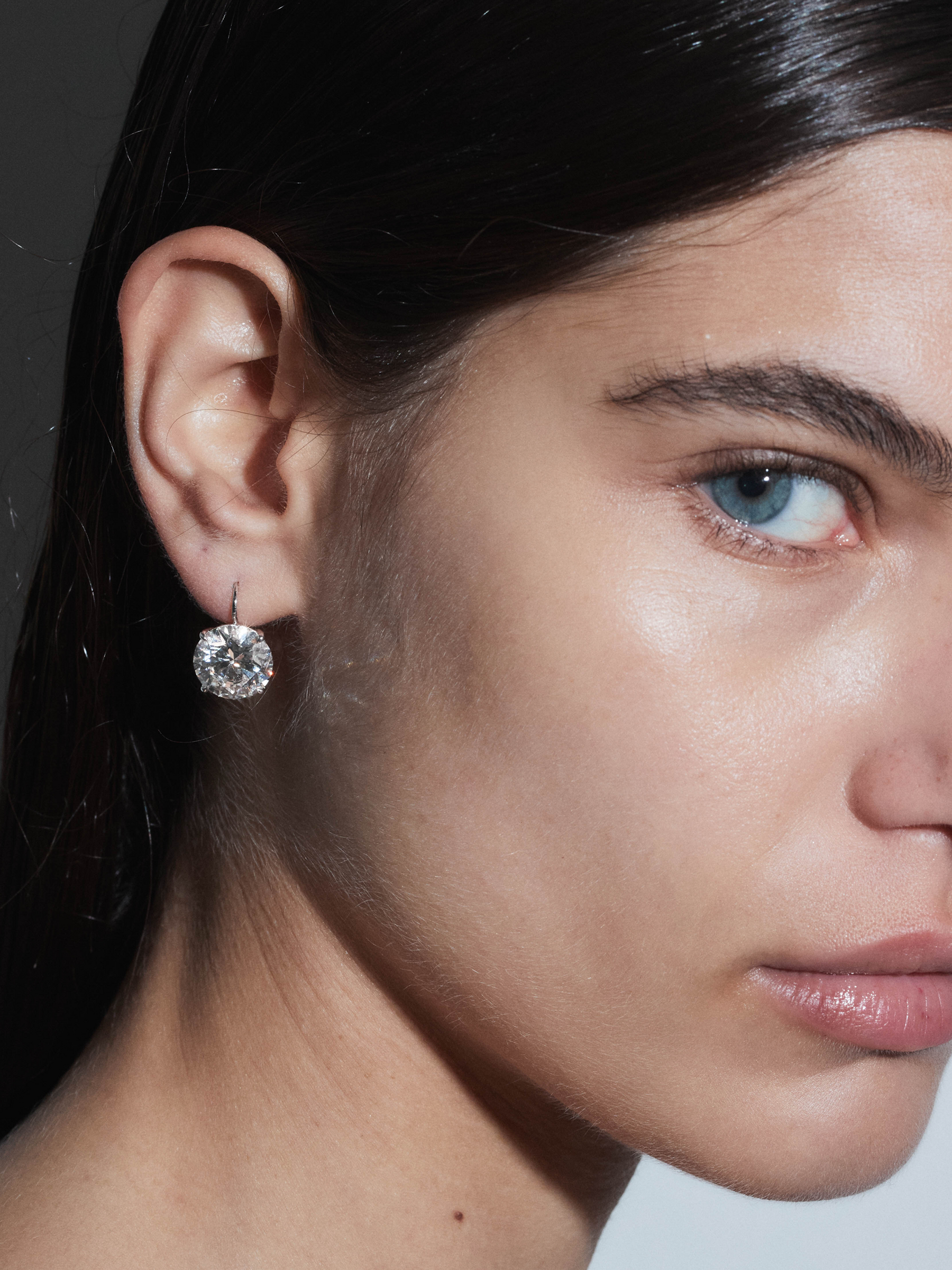 14K MARIE ROUND-CUT EARRINGS IN LAB DIAMOND, 14K WHITE GOLD