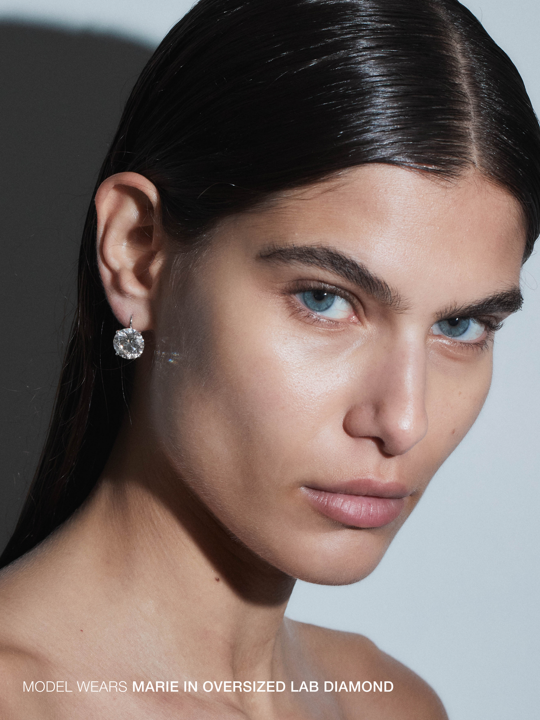 14K MARIE ROUND-CUT EARRINGS IN LAB DIAMOND, 14K WHITE GOLD
