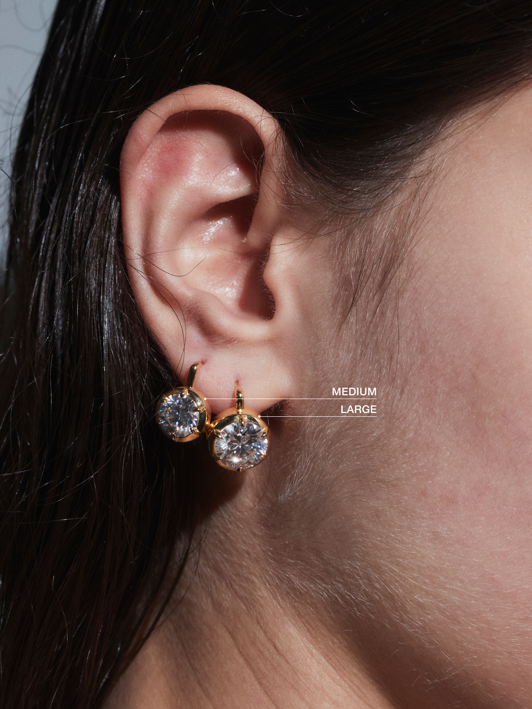 MAXWELL EARRINGS IN MOISSANITE, 18K GOLD VERMEIL