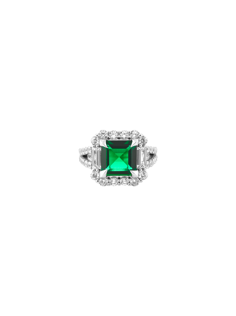 MERCER, LAB-GROWN EMERALD RING, SILVER