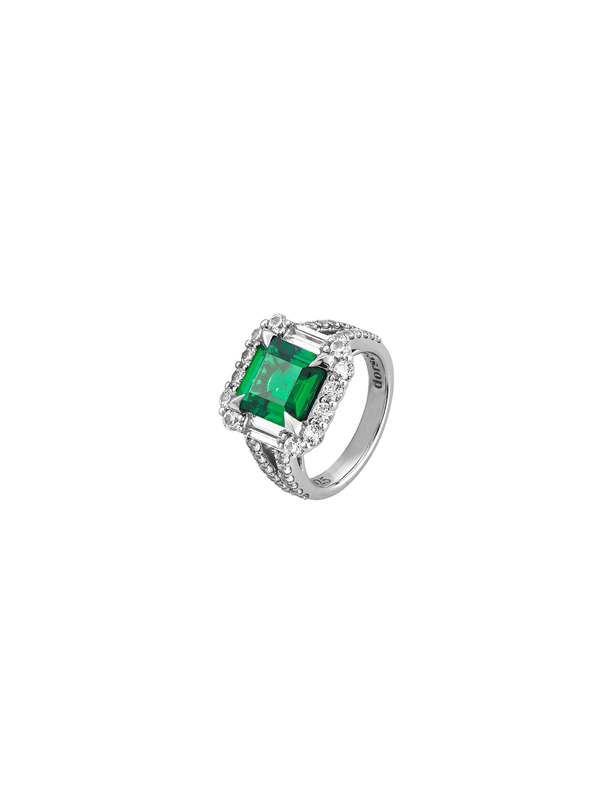 MERCER, LAB-GROWN EMERALD RING, SILVER